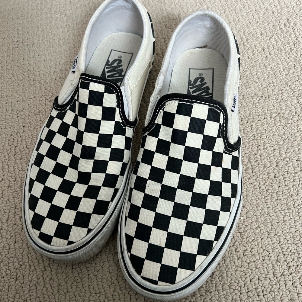 Vans Black and White Checkerboard Slip-Ons size 7.5 women’s